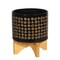 Kingston Living Hand Painted Ceramic Planter on Stand - 9.25" - Black and Brown